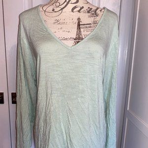 Long sleeve semi translucent v neck